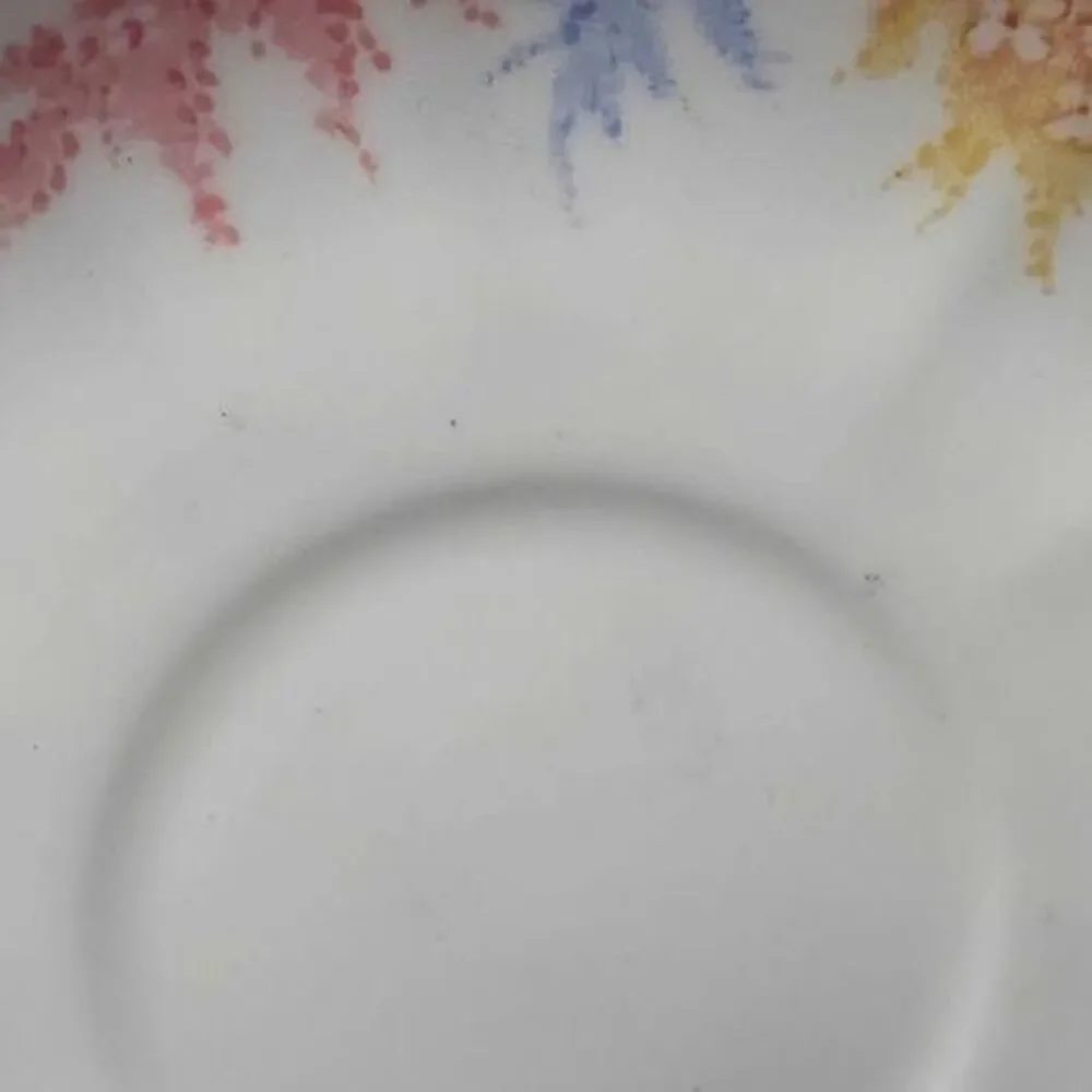 Kent Teacup and Saucer Pink Blue Orange Flowers Vintage